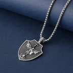 Stainless Steel Jesus Cross Charm Viking Necklace Men's Shield Dragon Slayer Amulet Pendant Saint Nicholas Juvenile