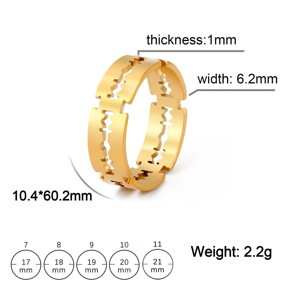 My Shape Punk Razor Blade Ring for Men Women Silver Color Stainless Steel Finger Rings Fashion Hippop Party Jewelry