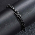 3MM Black CZ Tennis Chain Bracelet Hip Hop Black Ice Plated Tennis Bracelet Men and Women High End Accessories