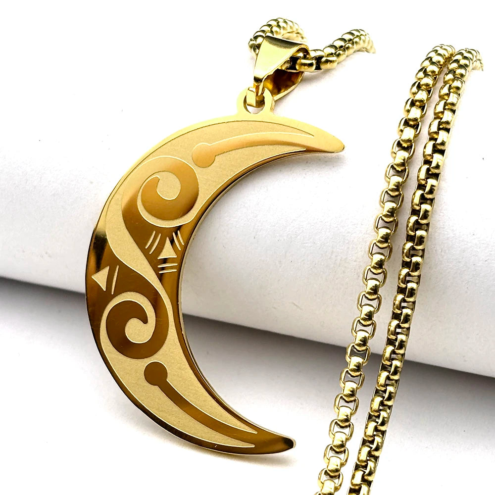 Witchcraft Moon Pendant — Black Stainless