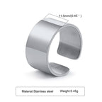 Punk Bend Ring for Men Boys,High Polished Stainless Steel Adjustable Ring,6/8/11.5mm Width Simple Ring for Husband Son