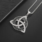 Stainless Steel Trinity Celtic Knot Nordic Rune Pendant Necklace Retro Ethnic Style Irish Knot Lucky Amulet Jewelry for