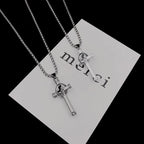 Cross Steel Pendant Japanese Korean Versatile