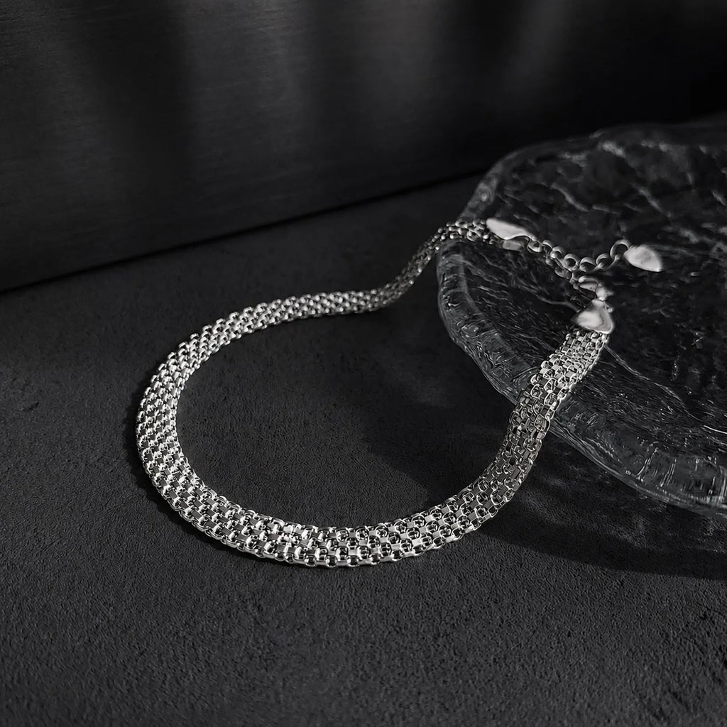 Trend Mesh Chain Bracelet for Men,Silver Color Adjustable Link Wristband,Hip Hop Punk Jewelry Gift