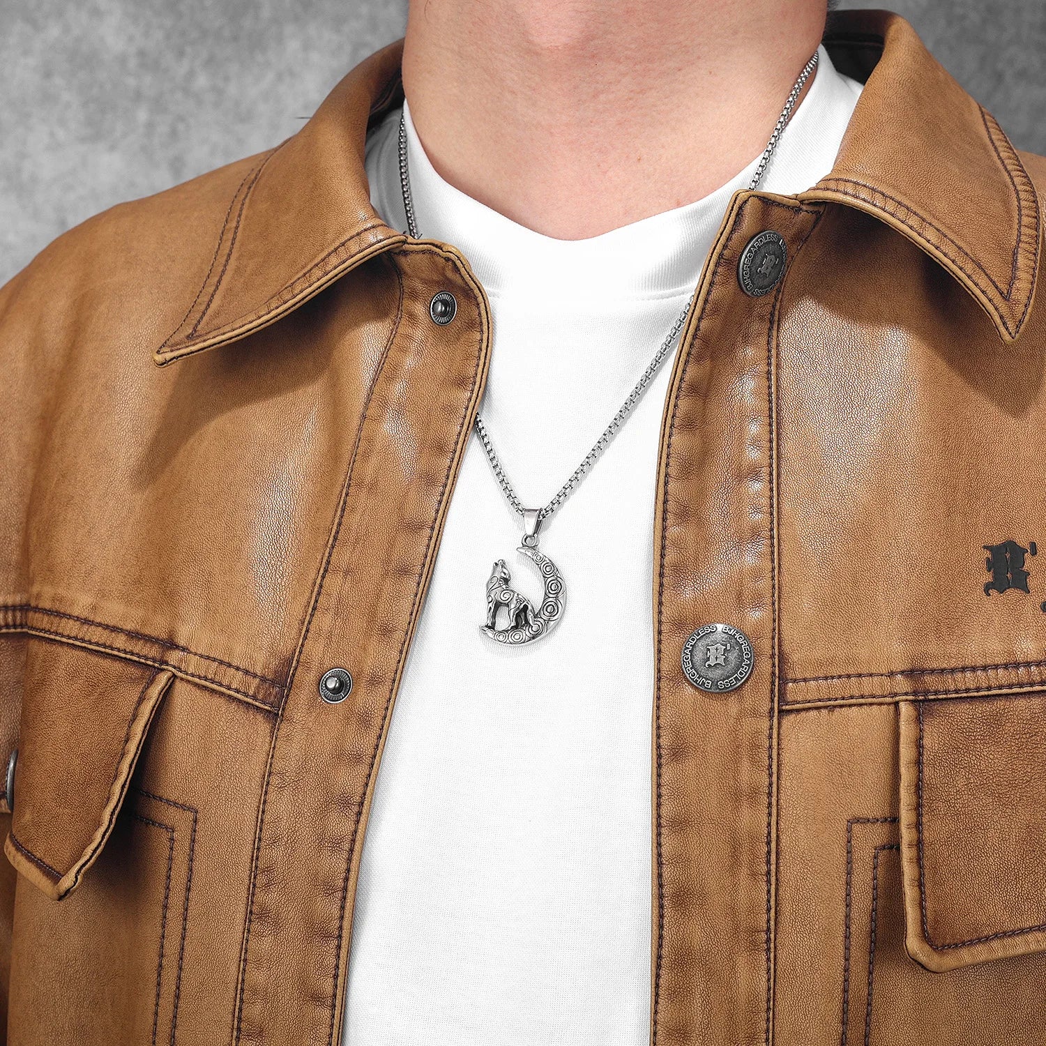Wolf Stainless Steel Pendant Necklace