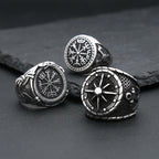 Viking Odin Compass Ring — Stainless Steel