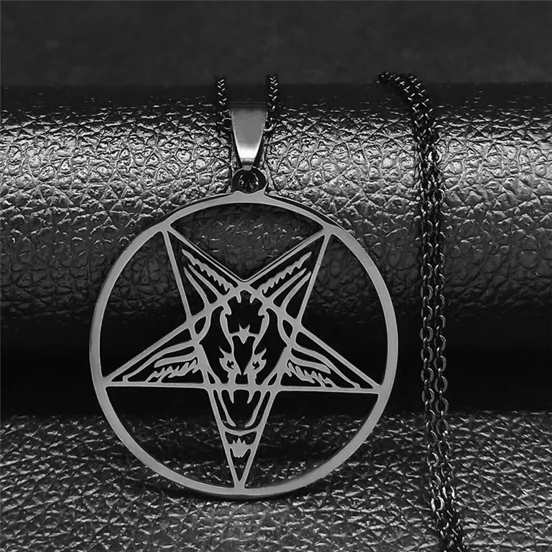 Skull Star Silver Pendant Necklace — Stainless Steel