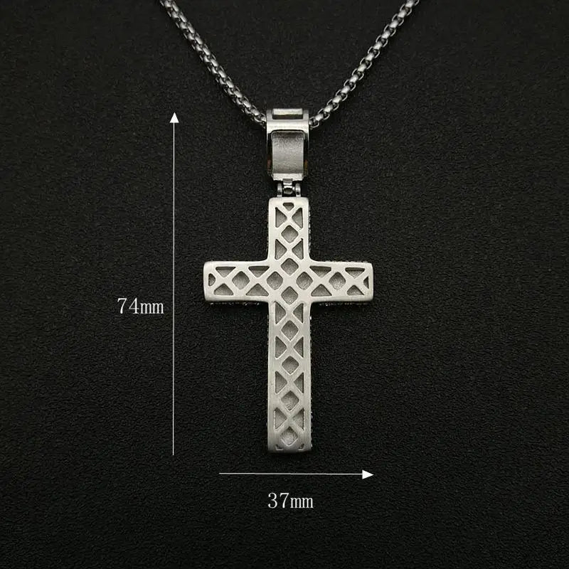 Stainless Steel Cross Pendants Necklaces Gold Color CZ Stone Paved Bling Iced Out Hip Hop Rapper Jewelry with 24" Gold