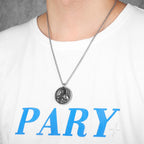 St. Francis Cross Pendant Necklace — Stainless Steel