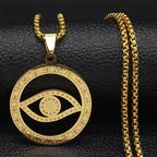 Hamsa Evil Eye Pendant Necklace — Stainless Steel