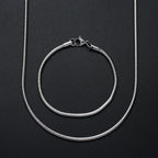 Silver-Tone Snake Chain Necklace Bracelet Set, 3mm
