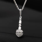 New Personality Gold-Plated Microphone Necklace Man Woman Hip Hop Rock-Encrusted Microphone Pendant Accessories Party