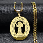 Archangel St.Michael Protect Me Necklace Stainless Steel Saint Shield Protection Male Necklace Jewelry corrente