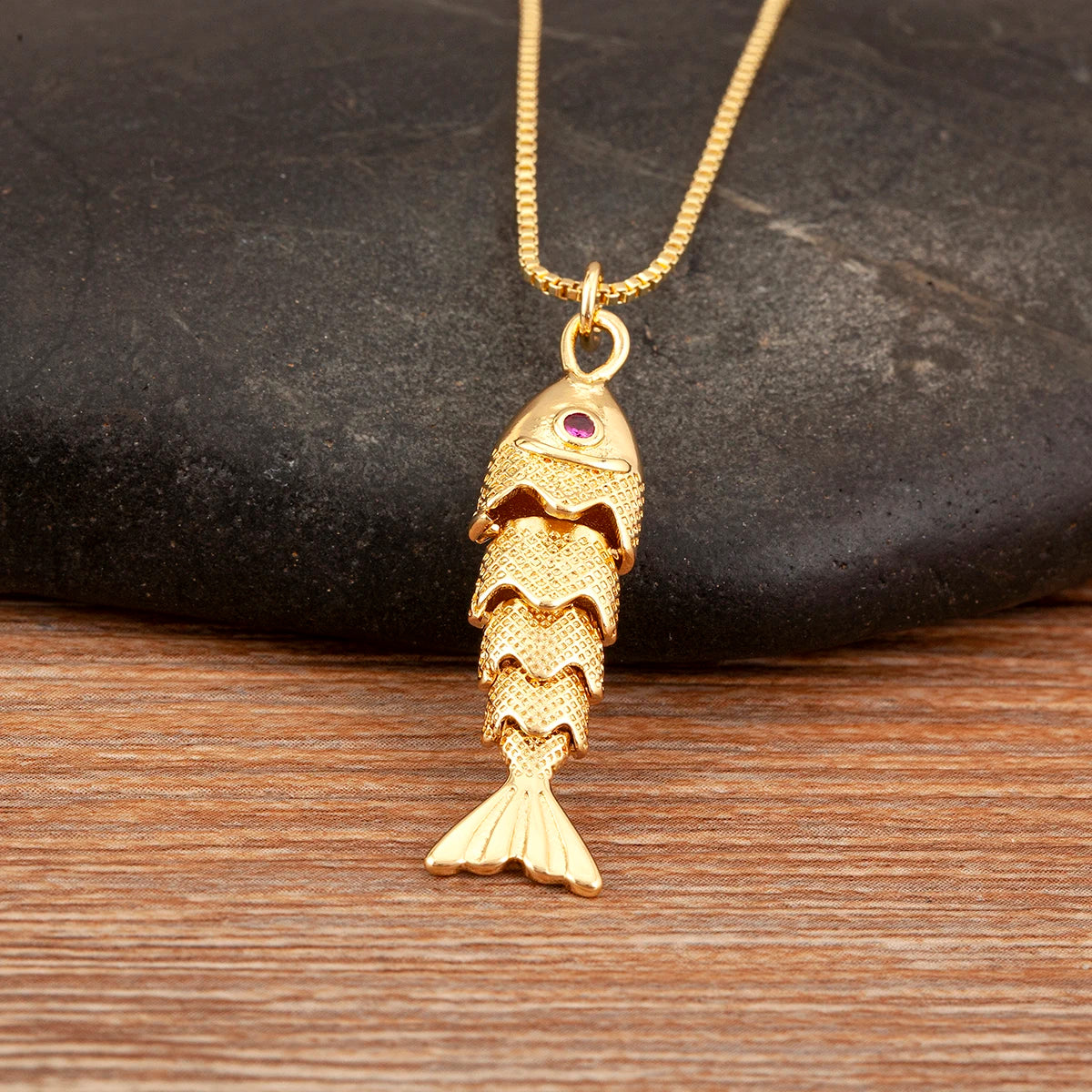Goldfish Pendant Necklace — Copper
