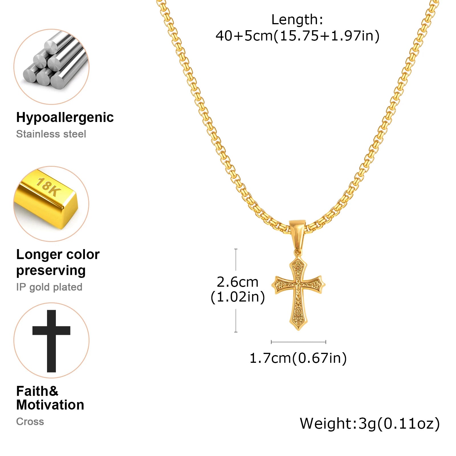 Cross Stainless Steel Pendant Necklace