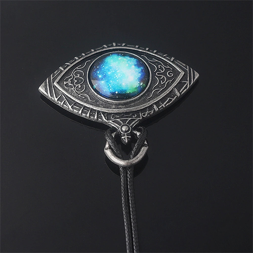 Game Bloodborne Necklace Game Props Cosmic Demon Eye Blue Starry Eye Vintage Pendant Necklace For Women Men Jewelry