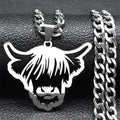 Highland Cattle Cow Pendant — Silver