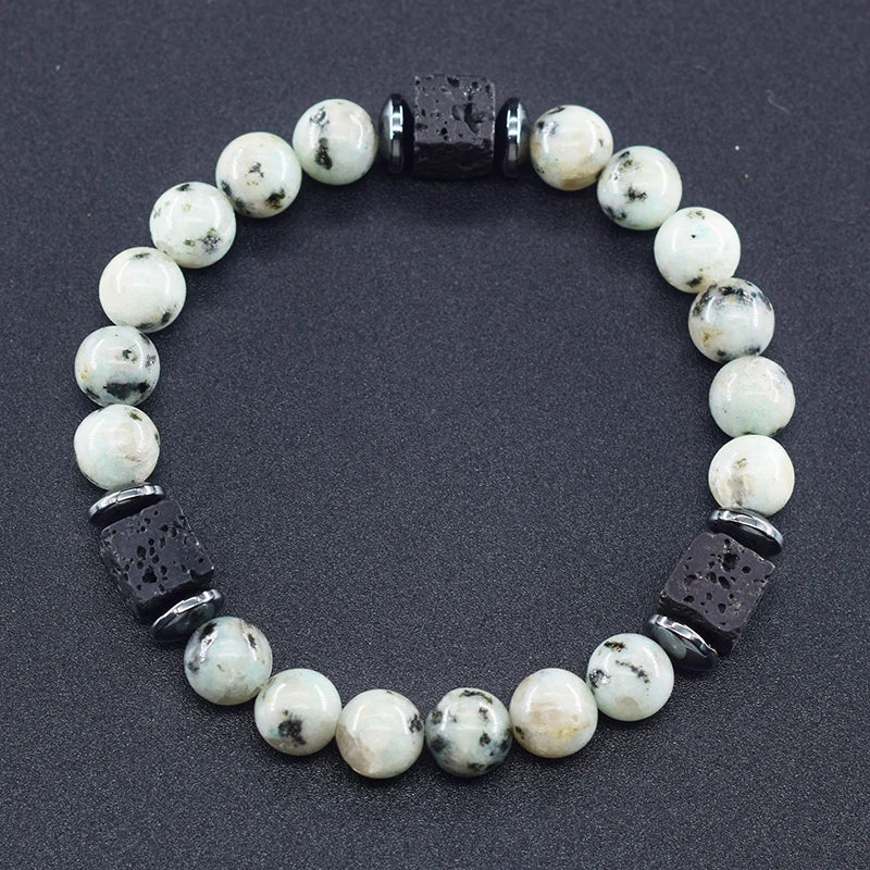 Retro Black Block Volcanic Bracelets Men Women Frosted Onyx Lava Beads Jewelry Yoga Meditation Birthday Gift Wholesales
