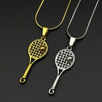 Mini Tennis Racket Pendant Necklace For Women Men Stainless Steel Gold Color Tennis Lover Gift Sweater Chain Sports Jewelry