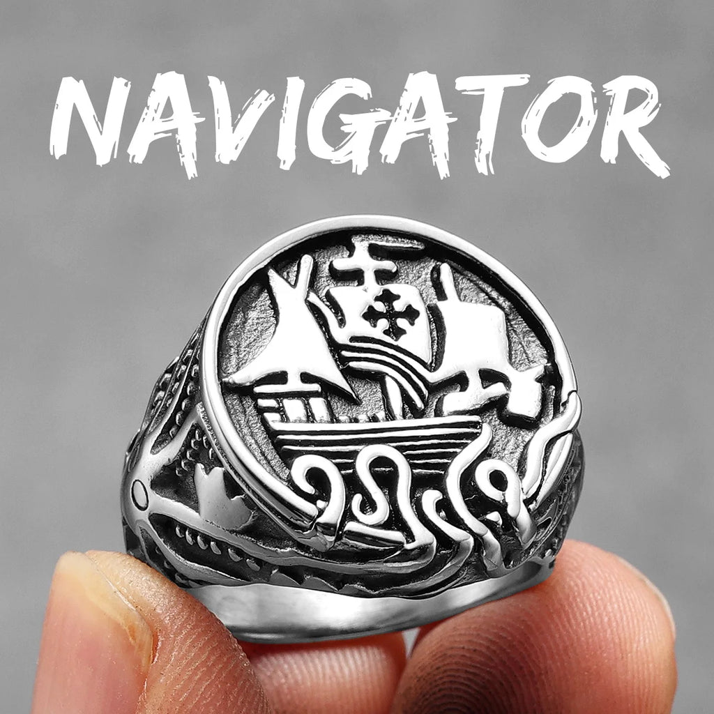 Anchor Lighthouse Ring — Stainless Steel