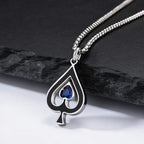 Ace of Spades Necklace for Men,Blue Stone Stainless Steel Spade A Pendant Necklace,Hip Hop Punk Rocker Jewelry Gift