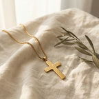 Gold Cross Jesus Pendant Necklace Titanium Steel