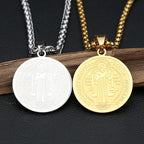 Catholic 316L Stainless Steel Saint Benedict Cross Pendant Necklaces For Men Women Religious Exorcism Prayer Jewelry