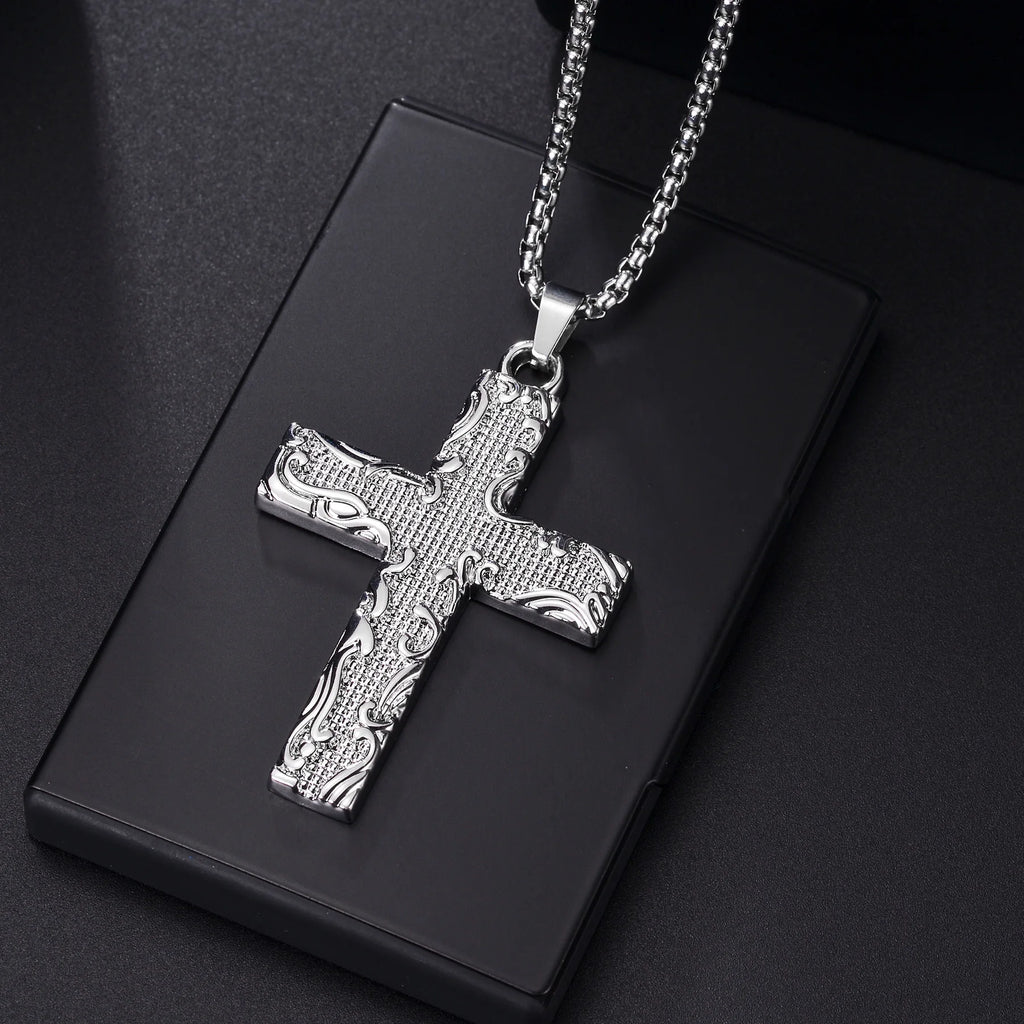 Christian Jesus Cross Necklace For Women Men Stainless Steel Chains Choker Religion Pendants Jewelry Prayer Baptism Gift
