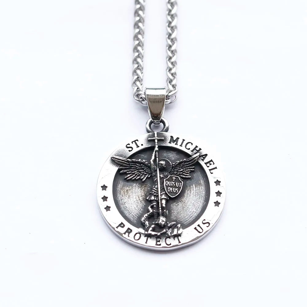 2024 NEW St.Michael Arch Angel Powerful Amulet Men Necklaces Stainless Steel Pendants Chains Women Jewelry Accessories Gifts