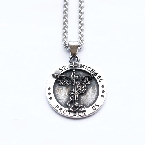 2024 NEW St.Michael Arch Angel Powerful Amulet Men Necklaces Stainless Steel Pendants Chains Women Jewelry Accessories