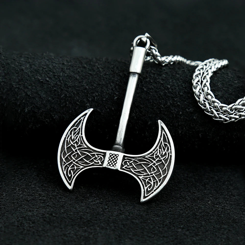 Viking Axe Celtic Knot Pendant — Stainless