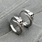 Skull Hoop Earrings Punk Party Men Women — 316L Stainless Steel