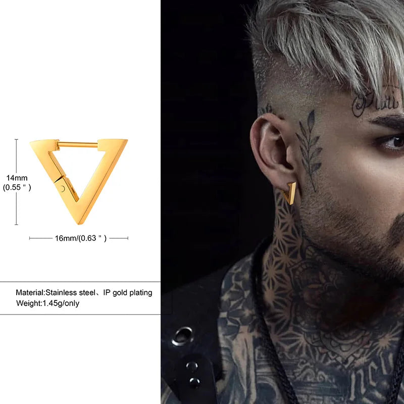 Geometric Octagon Hoop Earrings — Stainless Steel