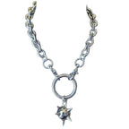 Gothic Spiked Mace Pendant Choker Necklace — Silver-Tone