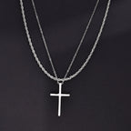 Layered Cross Pendant Set — Stainless Steel