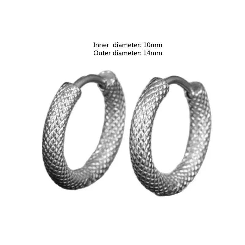 Gothic Spiked Hoop Earrings Small Textured Huggie — Two-Tone