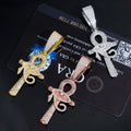 S925 Silver Iced Moissanite Evil Eye Ankh Cross Pendant 925 Sterling Silver Hiphop Pendant 14K Gold Finish For Women Men