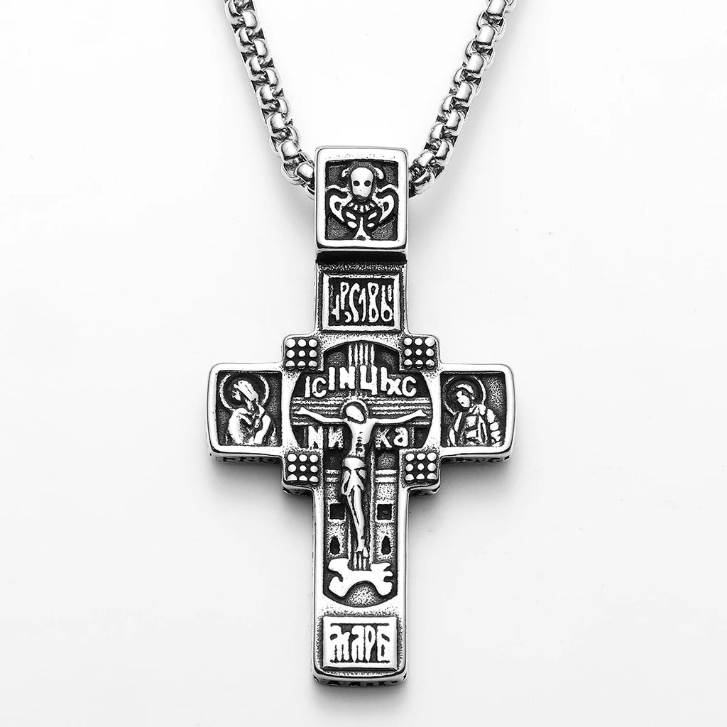 Jesus Cross Pendant Necklace — Stainless Steel