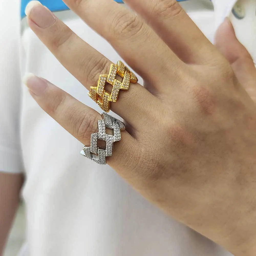 Iced Out Cuban Ring Stainless Steel 14MM