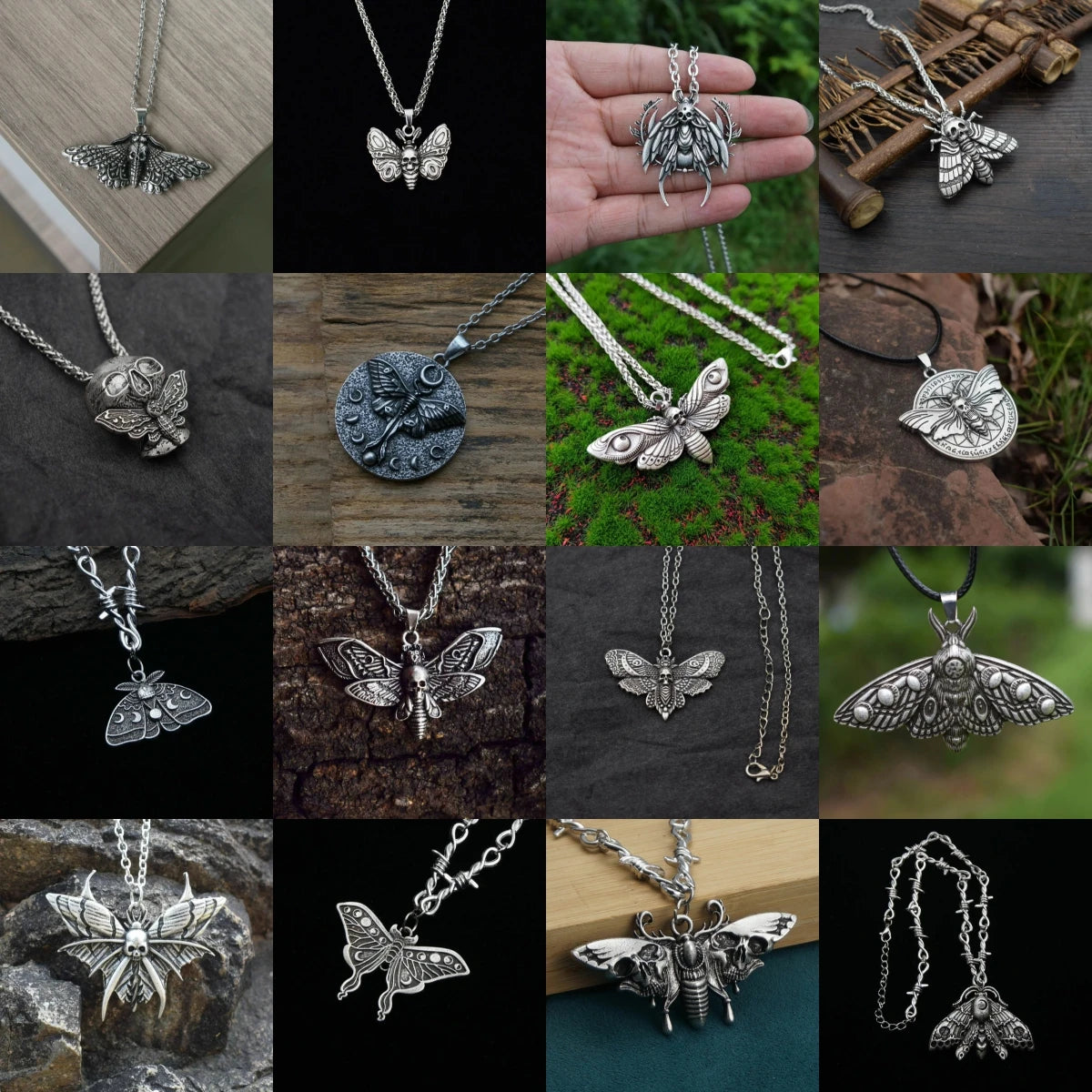 Gothic Death Moth Pendant Necklace