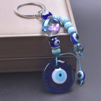 1Pc Vintage Fatima Hamsa Hand Pendant Women Key Chain Bule Glass Round Lucky Amulet Turkish Evil Eye Tassel Keyring Jewelry Bulk
