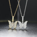 Iced Out Butterfly Pendant Necklace Stainless Steel