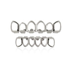Glossy Hollow Teeth Grillz Top & Bottom Caps, 6 or 8 Teeth