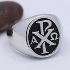 Chi Rho Cross Ring — 925 Silver