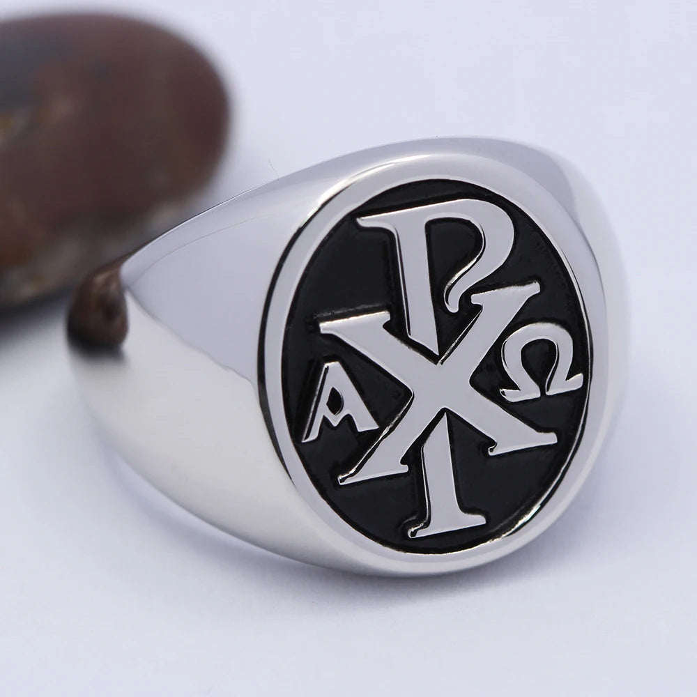 Chi Rho Cross Ring — 925 Silver
