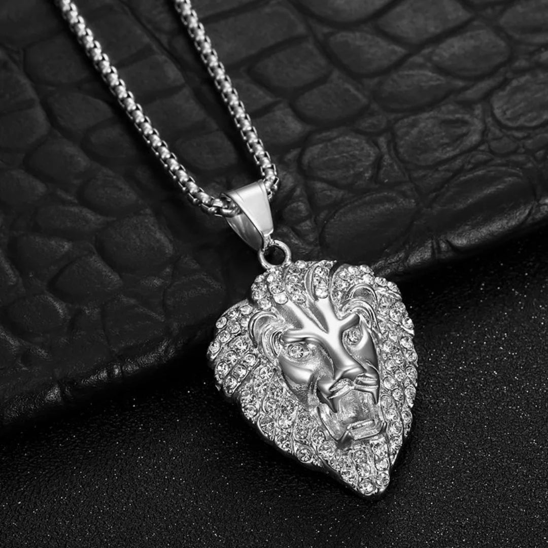 Iced Out Lion Gold Pendant Necklace
