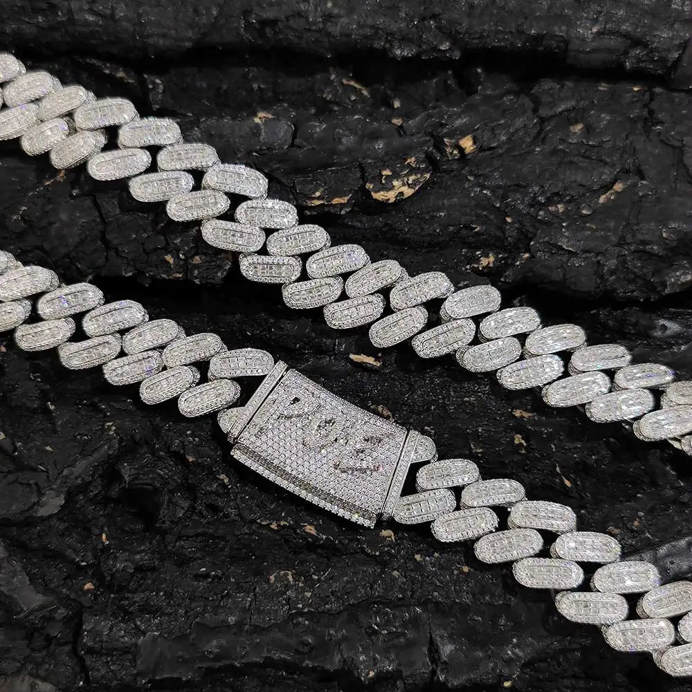 Iced Out Cuban Chain Necklace Stainless Steel 18MM