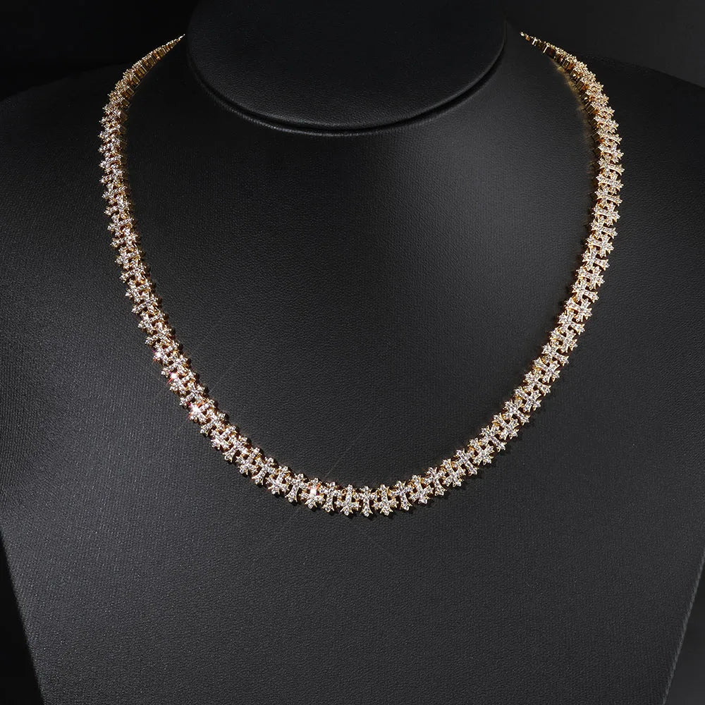 Iced Out Cross Chain Necklace Stainless Steel CZ