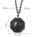 Obsidian Stone Taoism Necklace Black Pendant Chinese Tai Ji Ba Gua Octagon Long Sweater Chain Amulet Mascot Men Taoist