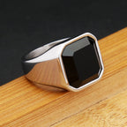 Gothic Dragon Black Ring Vintage Claw Punk Stone